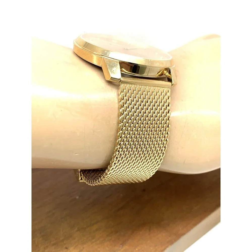 Movado Men's Watch 3600903 Diamond Gold Dial Swiss Quartz Mesh Steel Band 42mm